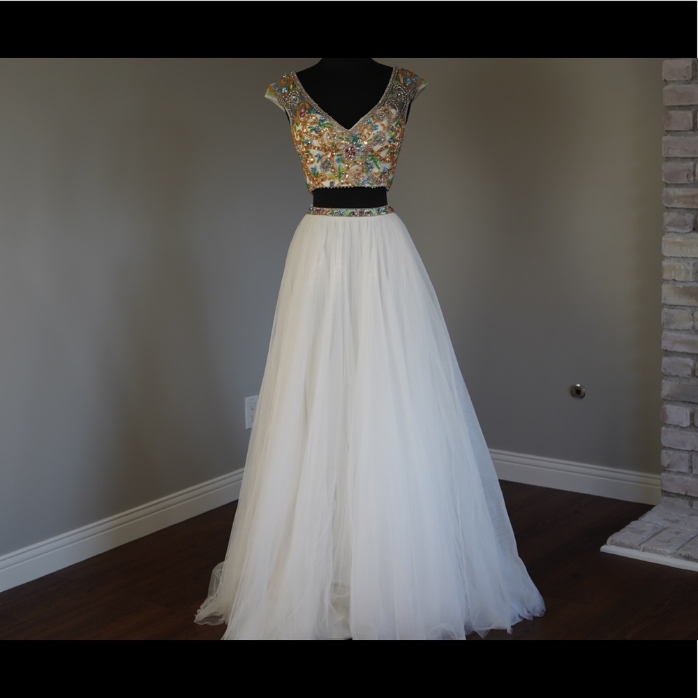 Two Piece Beaded Sherri Hill Gown